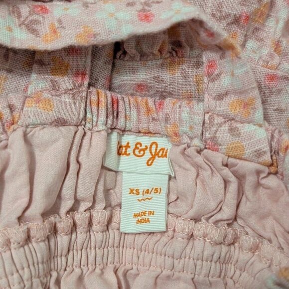 Cat & Jack Pink Flutter Sleeveless Cross Back Flower Dress Girls Size 4/5 - Picture 3 of 3